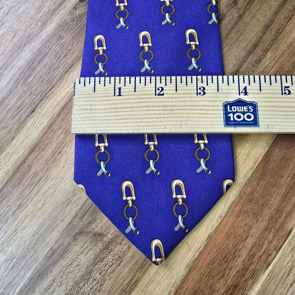 Banana Republic Silk Neck Tie Mens Purple Equestrian Horse Bit  Italy Preppy